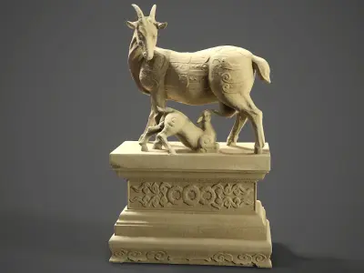 Goat sculpture  Low-poly 3D model