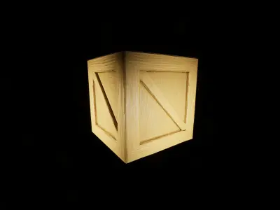 Wooden Crate Low-poly 3D model 2