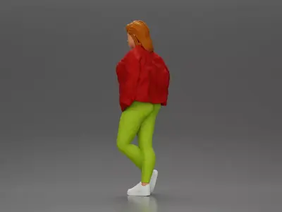 woman standing stylishly hands in pockets striking pose 3D print model