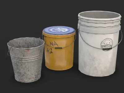 Fishing Buckets Low-poly 3D model