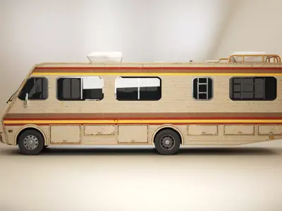Classic Motorhome 1986 Aged Low-poly 3D model