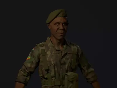  African soldier Low-poly 3D model
