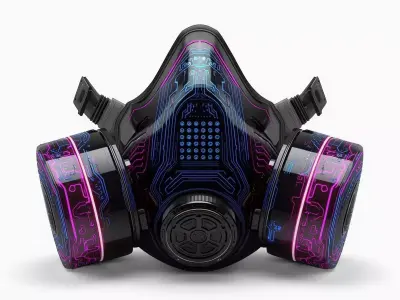 Cybernetic Respirator Mask 3D Model Neon Circuit Prop Low-poly 3D model