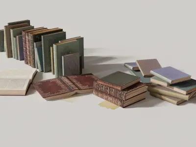 Old books set Free low-poly 3D model