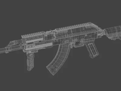 Ak 47 tactical ris m4 stock 3D model