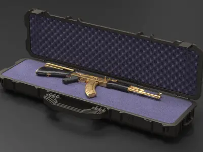  Assembled Gold AK 47 in Open Hard Case 