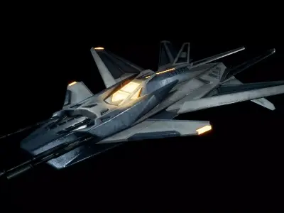 Combat Space Ship Low-poly 3D model
