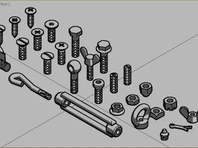 Bolts And Nuts Pack Low-poly 3D model