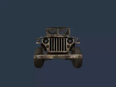 Damaged WWII Military Jeep 3D model