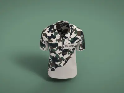 Military Outfit - T-shirt Low-poly 3D model 54