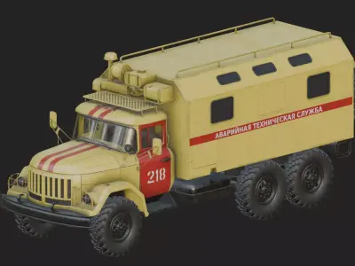 Emergency Technical Services Truck Low-poly 3D model