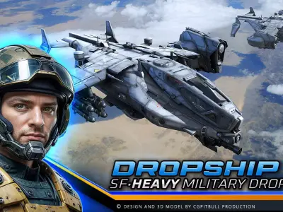 SF - Heavy Military Dropship Low-poly 3D model