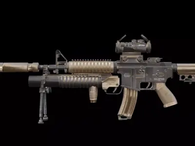 Modern Tactical Carbine Rifle Model M4 Weapon Game Ready Low-poly 3D model