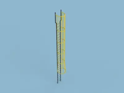 3D pipe caged walk through ladder Free 3D model