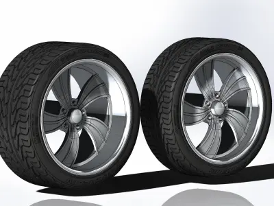 Set of custom wheels Intro Twisted Vista II for your scale model 3D print model
