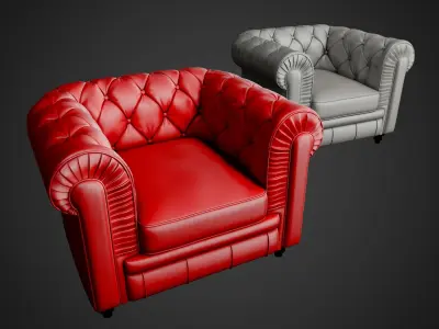 Chesterfield Vintage Leather Arm Chair  3D model