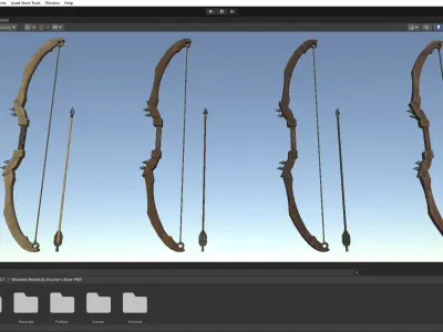Bow Game Ready PBR Wooden Ranged Weapon Realistic 3D Model Low-poly 3D model