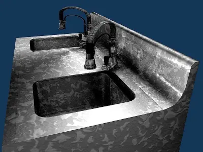 INDUSTRIAL KITCHEN WASHING DISHES UNIT 3D model