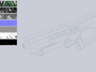 Cyberpunk gun Low-poly 3D model buy