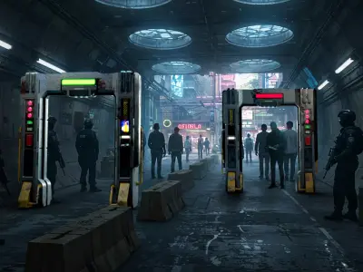 Cyberpunk Security Checkpoint 3D model