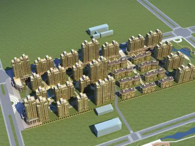 Architecture residential complex in china 3D model