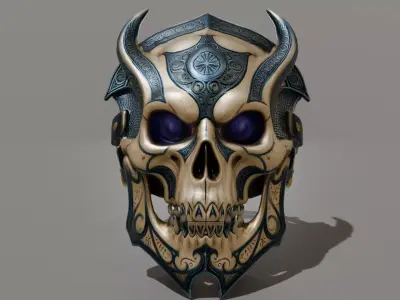 DVL3DStudio Skull Face Shield Low Poly Dark Tactical Game Ready Low-poly 3D model