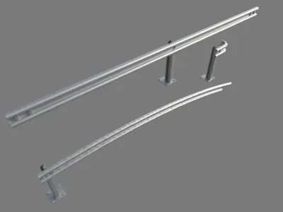 Highway road fence Low-poly 3D model