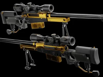  Low Poly AW50 Snipe Rifle Low-poly 3D model