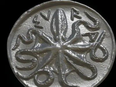 Octopus Coin-Silver Litra 3D print model