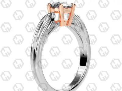 Ring 229 Round shape split shank solitaire ring with Gems 3D print model