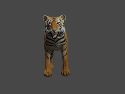 low poly metal tiger Low-poly 3D model