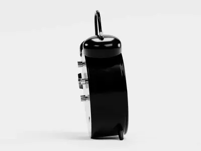 Alarm Clock - Black Twin Bell Analog Clock - Rigged 3D model