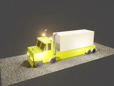 3d model truck on road Low-poly 3D model