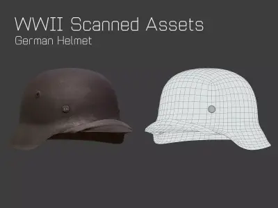 WW2 German Helmet StahlHelm - WW2 Scanned Asset Pack Low-poly 3D model