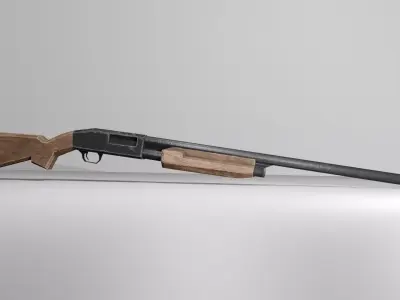 Shotgun Low-poly 3D model 5