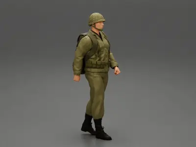 Soldier carrying a backpack 3D print model