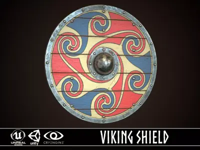 Viking Shield 07 Low-poly 3D model