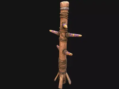 Medieval Punching Dummy Training Furniture Low-poly 3D model
