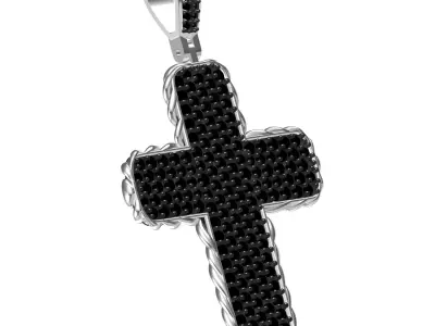 Antique Black Diamond Cross Pendant 3D print model