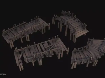 Fishing village asset 04 Low-poly 3D model