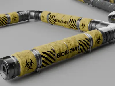 Modular Industrial Pipe Kit Game Ready Low-poly 3D model