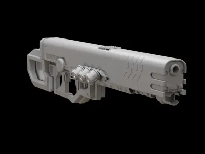 Mecha hard surface assault rifle 3D model purchase