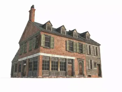 Town brick houses around the 18th century 3D model