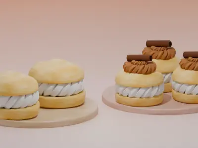 Choux Cream Two Type 3D model
