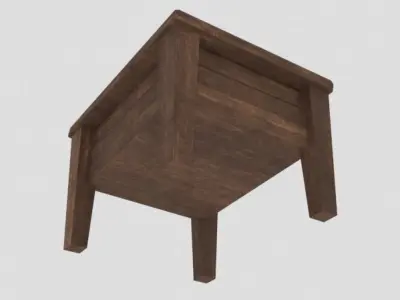 Antique wooden toilet Low-poly 3D model