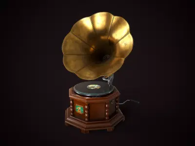 Vintage gramophone Low-poly 3D model