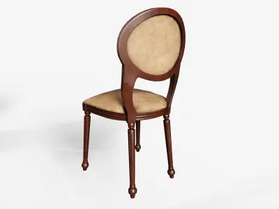 Antique Dining Table with Upholstered Chair Low-poly 3D model