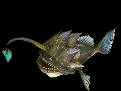 monster piranha fish creature Low-poly 3D model