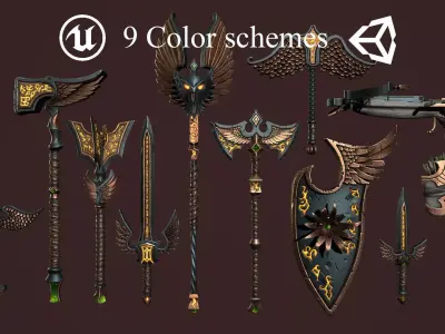 Dark rune weapon Low-poly 3D model