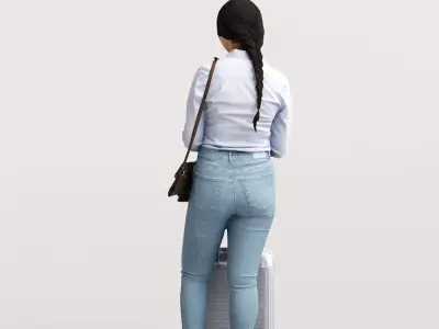 Humano Traveling Asian Woman with suitcase 2206-6 3D model